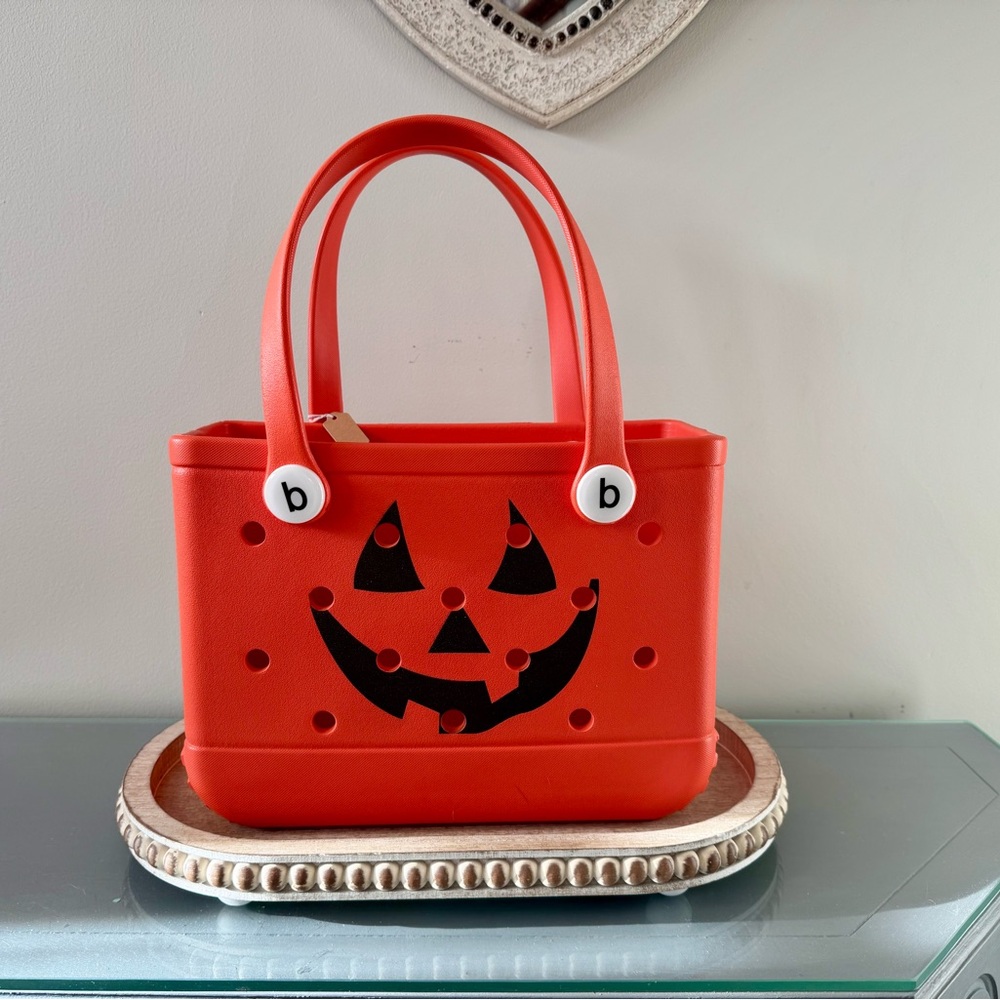 NWT EVA Bogg or Croc style pumpkin Waterproof Tote - Bitty Size- orange - Picture 2 of 7
